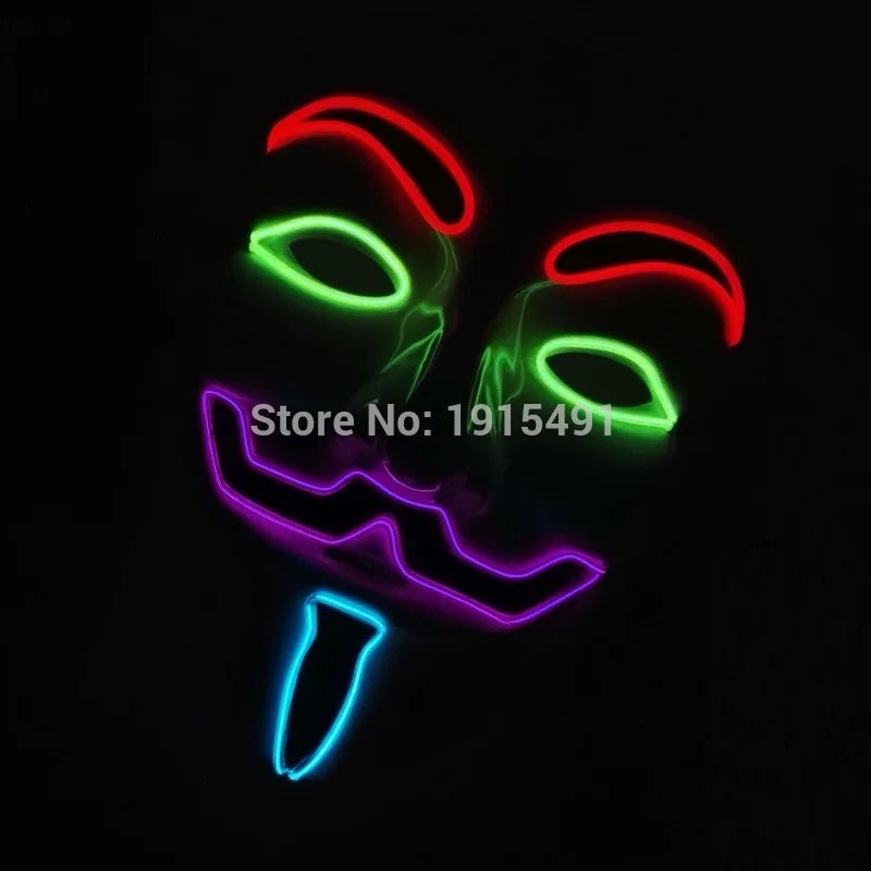 V For Vendetta Mask Cosplay Guy Fawkes Hacker Glowing Mask For Halloween Carnival  Decor Props