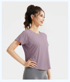 STOUREG Women's Loose Mesh Sports T Shirt Quick Dry Short Sleeve Yoga T Shirt Pilates Running Sports Fitness Short Sleeve