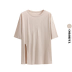 DRUR Women Thin Summer Yoga Shirts Loose Fit Breathable Workout Tops with Side Slits Lightweight Running Sport Tee Athletic Wear