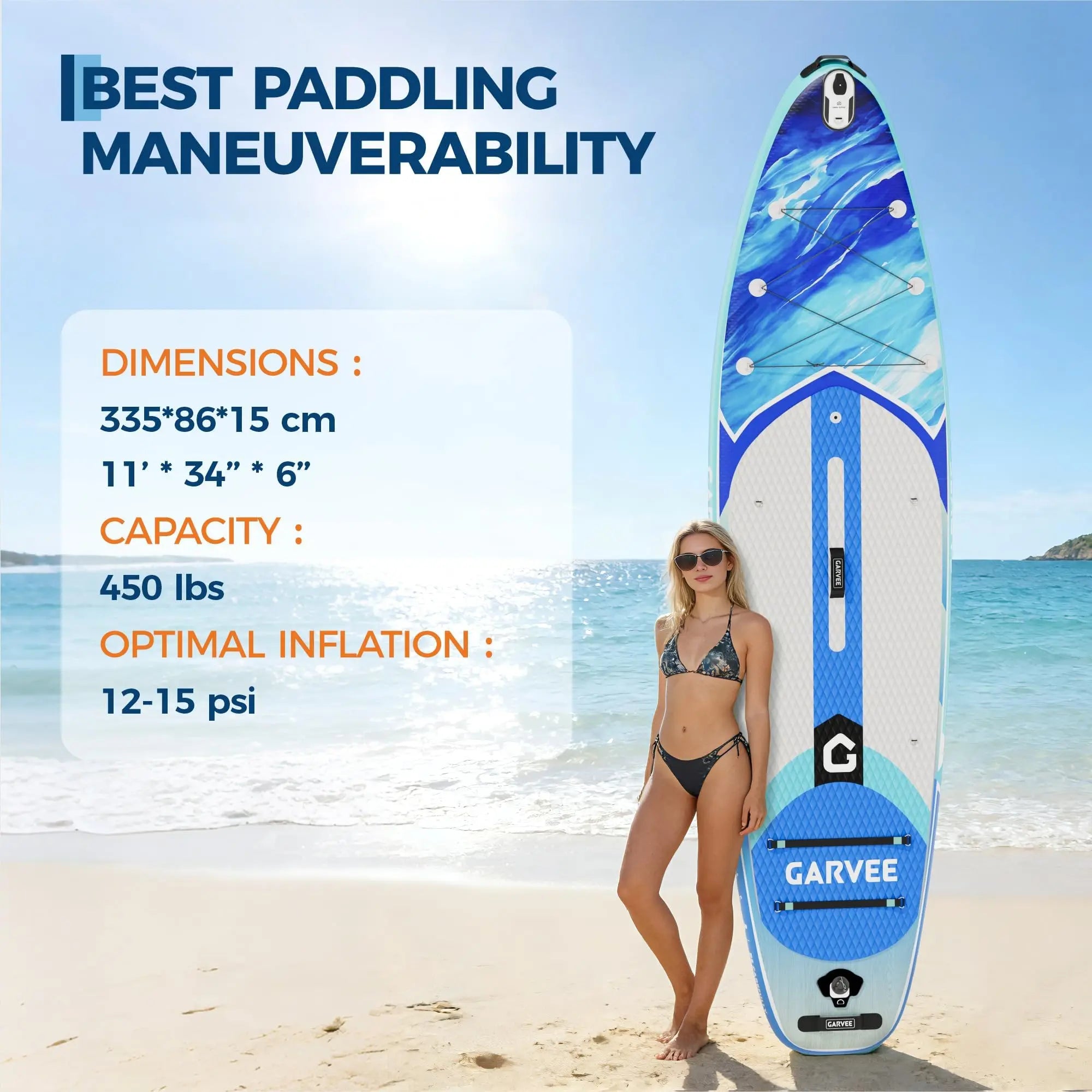 Inflatable Rise Up Paddle Board Stand-up Paddleboard Full Kits with Adjustable Paddle/Hand Pump for Outdoor Water Sports Surfing