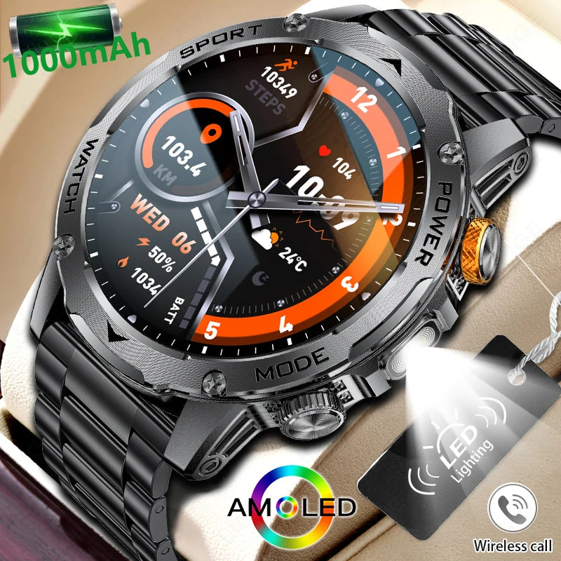 LIGE New Smart Watch Men 1000mAh Large Capacity Battery Outdoor Flashlight Bluetooth Call Waterproof Sport Fitness Smartwatch Main image