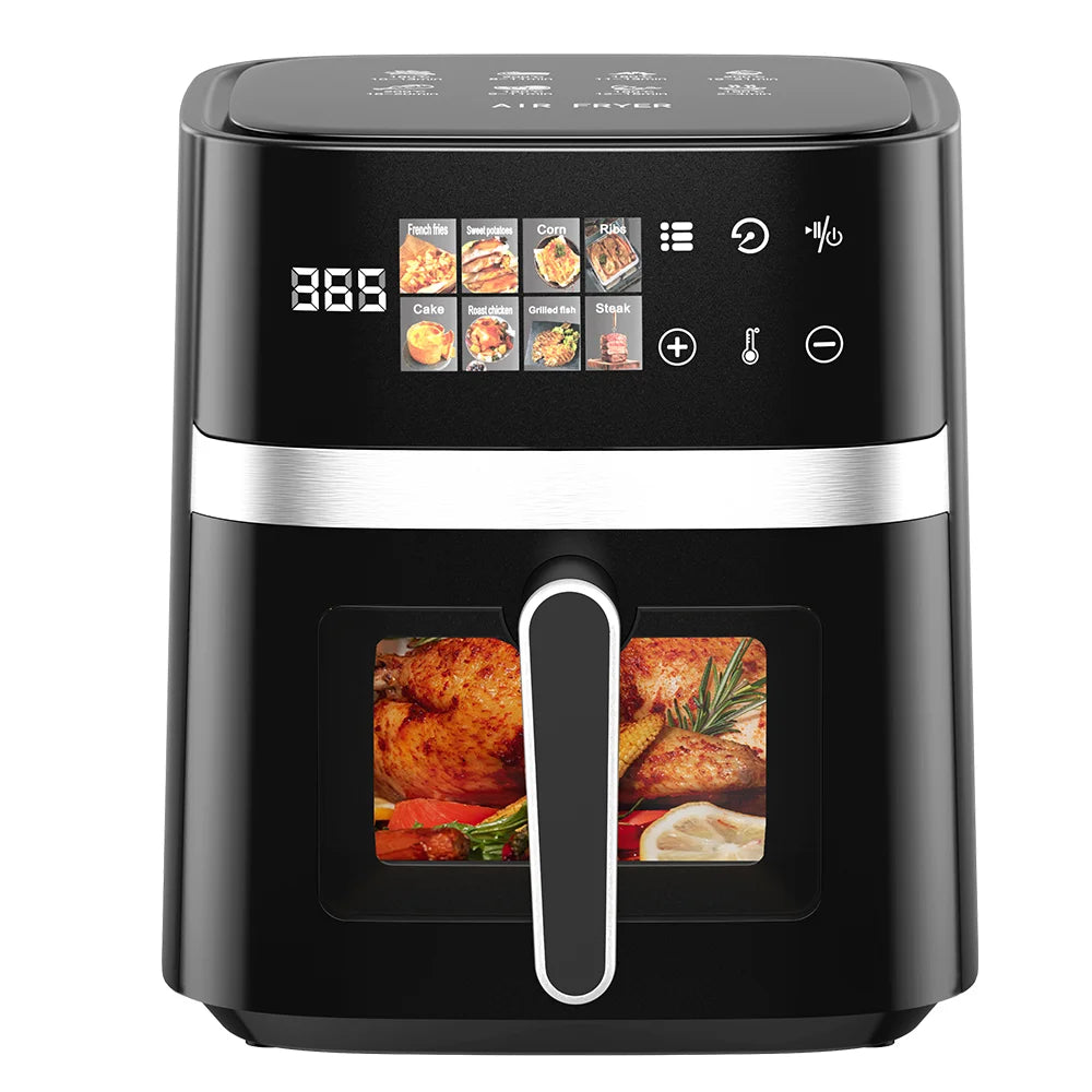Patbrela 5.5L Air Fryer 8-in-1 Max 200°C Electric Hot fryer Oven Oilless Cooker with Touch Control & Nonstick Basket & Visible Window