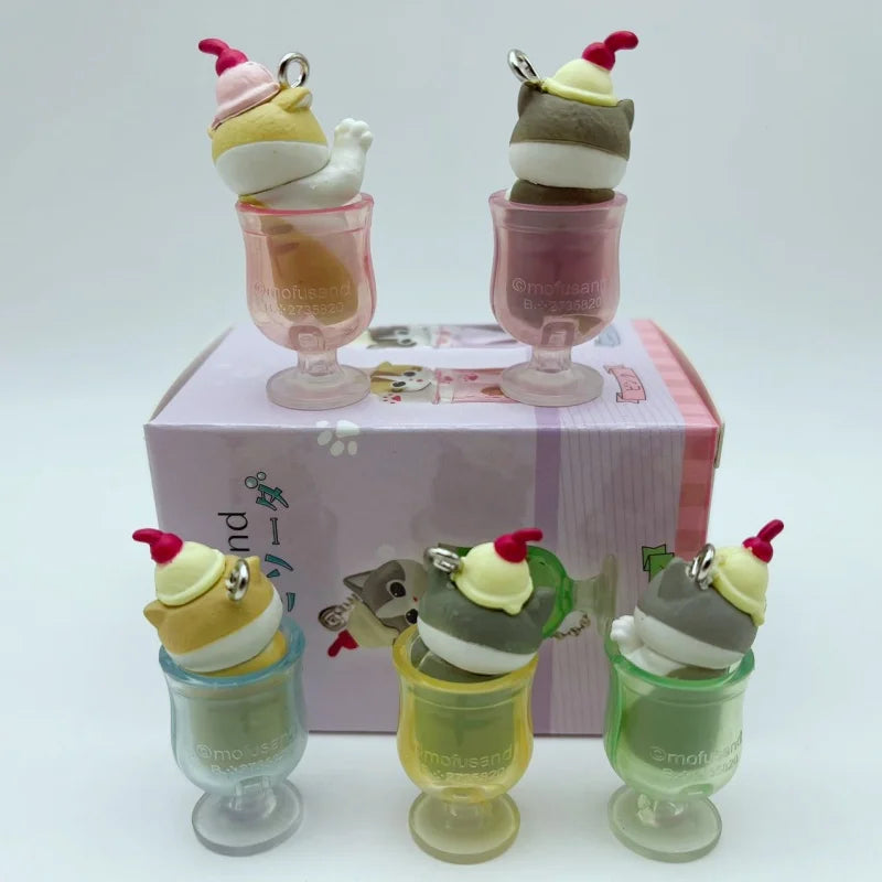 In Stock New Mofusand Cat Pudding Cold Drink Pendant Mini Figures Blind Box Anime Figures Ornaments Dolls Birthda Xmas Gifts Toy