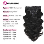 Wave Clip in Hair Extensions Real Human Hair Extensions Clip Ins 120 Gram Body Wave 18 Inch 8Pcs Natural Black 100% Human Hair