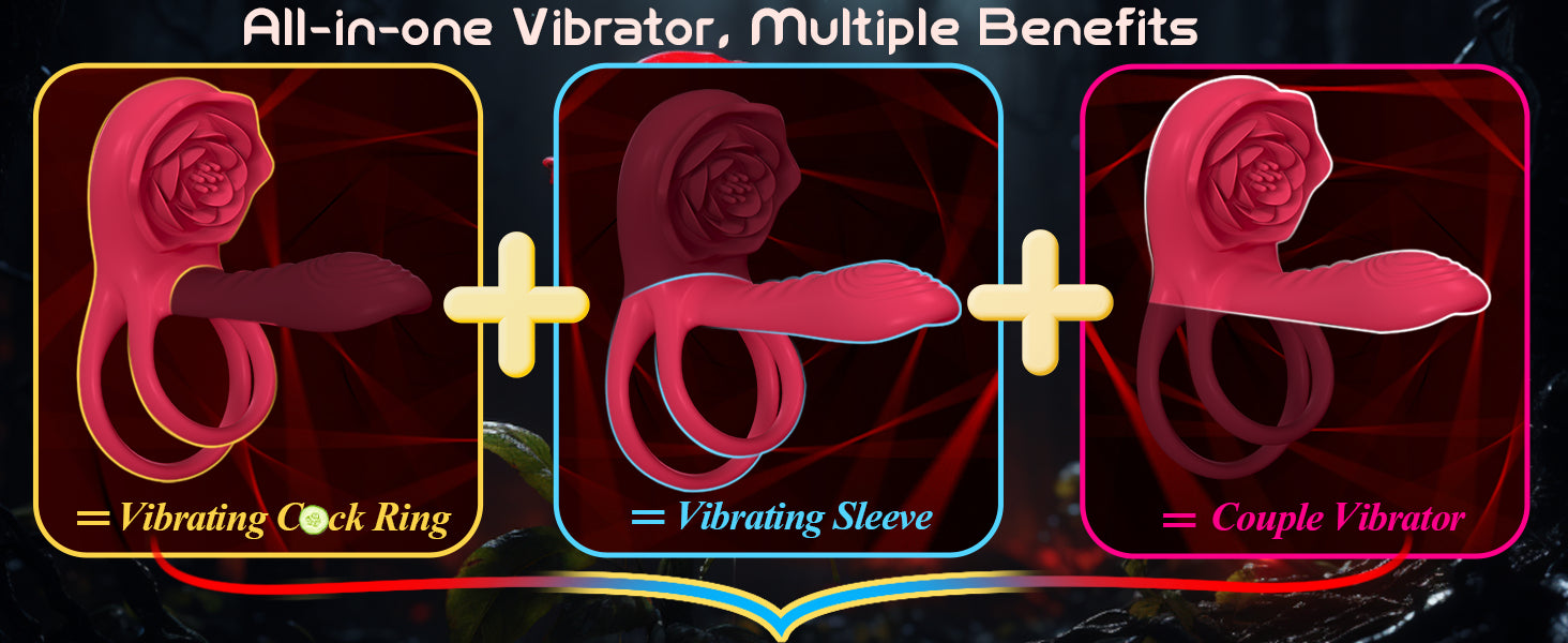 Rose Penis Ring Vibrator Female G-spot Clitoral Stimulation Male Ejaculation Delay Silicone CockRing Adult Sex Toy for Couples