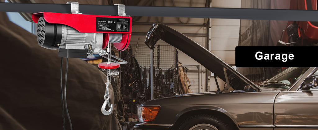 SucceBuy 250kg Electric Hoist Crane Portable Lifter Overhead Garage Winch with Wired/Wireless Remote Control for Car Garage Boat