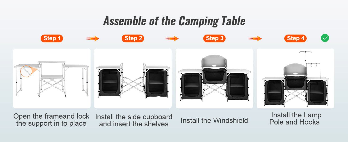 SucceBuy Camping Outdoor Kitchen Table Cabinet Foldable Folding Cooking Storage Rack Aluminum Alloy Bracket for BBQ Picnic
