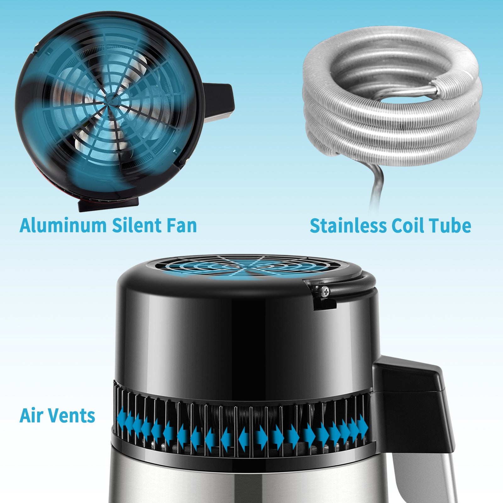 SucceBuy 4L Water Distiller Purifier Filter 1 L/H Distilling Speed Dispenser Drinking Bottle Softener Touch Screen Home Use