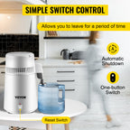 SucceBuy 4L Water Distiller Purifier Filter Dispenser Heating Drinking Bottle Softener 304 Stainless Steel Home Appliance